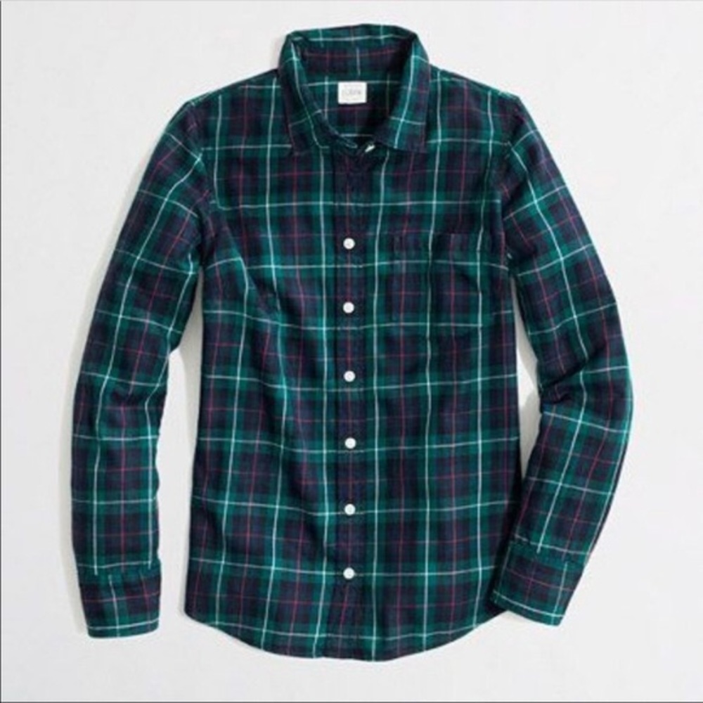 J Crew green flannel